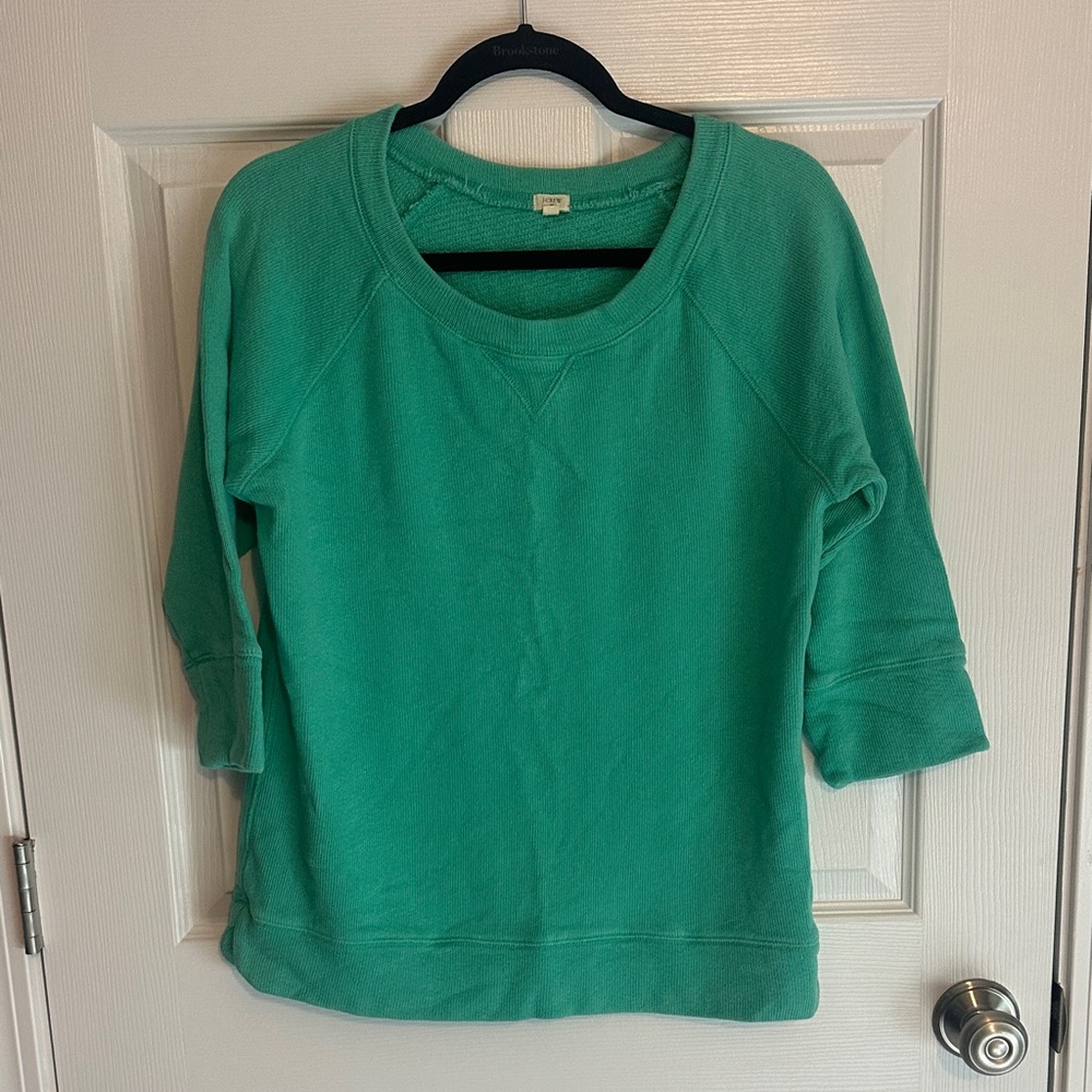 J. Crew Sea Foam Green 3/4 Sleeve Terry Sweatshirt